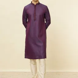 Manyavar Ethnic Motifs Woven Design Straight Kurta with Pyjamas-image-26