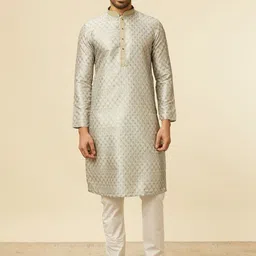 Manyavar Geometric Woven Design Kurta with Pyjamas image 1