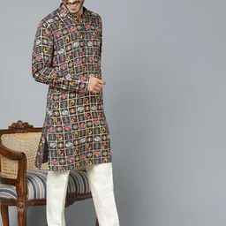 VASTRAMAY Ethnic Motifs Printed Straight Kurta With Pyjama-picture-31