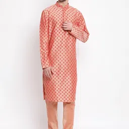 VASTRAMAY Ethnic Motifs Block Printed Straight Kurta with Churidar-picture-52