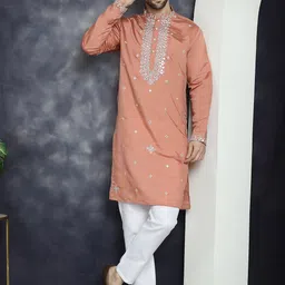 Jompers Embroidered Regular Mirror Work Kurta with Pyjamas-25