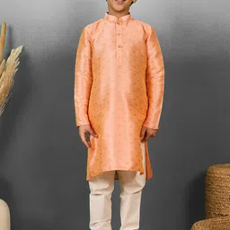 YK Boys Geometric Woven Design Straight Kurta With Pyjamas-picture-21