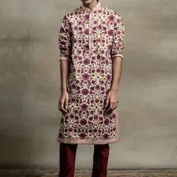 Tasva Men Ethnic Motifs Printed Pure Cotton Kurta with Churidar-picture-29