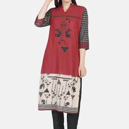 FFU Geometric Printed Thread Work Sequined Straight Kurta With Trouser-51