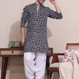MIDAV Mandarin Collar Bandhani Printed Regular Pure Cotton Straight Kurta with Pyjamas-picture-16