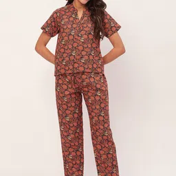 Moomaya Floral Printed Pure Cotton Night suit-picture-24