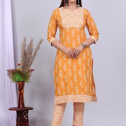 SkyaSia Floral Printed Gotta Patti Pure Cotton Kurta with Trousers-picture-43