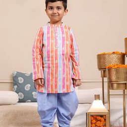 Budding Bees Boys Printed Pure Cotton Straight Kurta With Dhoti Pants-20