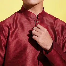 VASTRAMAY Boys Maroon Kurta with Pyjamas & With Dupatta image 5