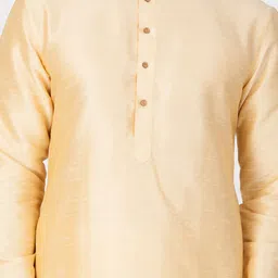 VASTRAMAY Men Gold-Toned Kurta with Pyjamas & With Dupatta image 5
