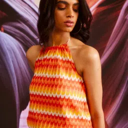 Dash and Dot Printed Halter Neck Top With Shorts image 2