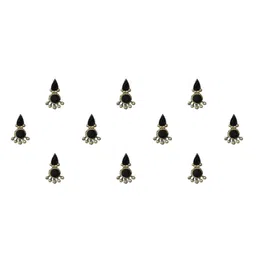 Comet Busters 10 Pcs Embellished Reusable Designer Bindis - Black & Gold-Toned image 2