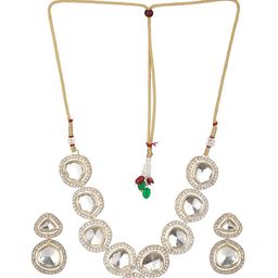 Priyaasi Gold-Plated Round Polki Kundan-Studded & Beaded Jewellery Set image 2