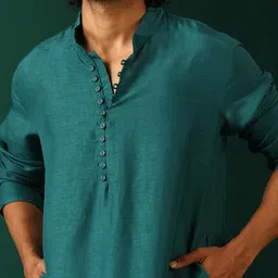 trueBrowns Men Regular Silk Kurta With Trousers image 3