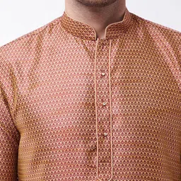 VASTRAMAY Woven Design Mandarin Collar Straight Kurta With Churidar image 2