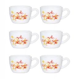 Cello White & Red 6Pcs Printed Opalware Glossy Cups 130ml Each image 3
