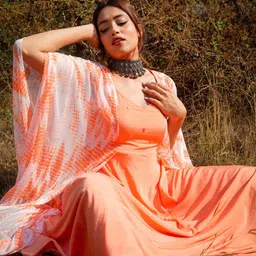 Thread & Button Peach-Coloured Kaftan Maxi Dress image 2