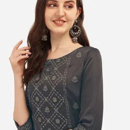 KALINI Ethnic Motifs Printed Regular Sequinned Kurta With Trousers & Dupatta image 2
