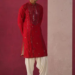 KALPRAAG Embroidered Mirror Work Regular Kurta with Patiala & With Dupatta image 3