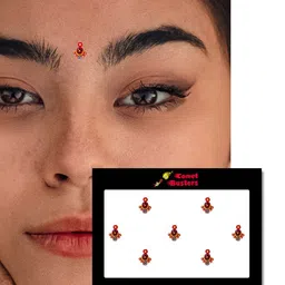 Comet Busters 7 Pcs Embellished Reusable Designer Bindis - Red image 3