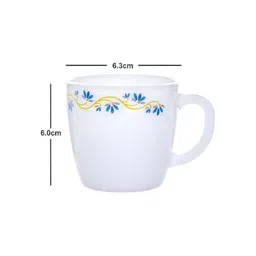 Cello White & Blue Floral Printed Opalware Glossy Mugs Set of Cups and Mugs image 3