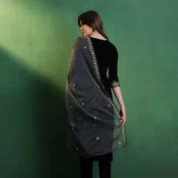 Sangria Yoke-Designed A-Line Kurta With Trouser & Dupatta Set image 3