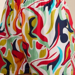 WineRed Abstract Printed Pure Cotton Top & Short with Shrug image 3