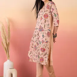 Anouk Floral Printed V-Nek Straight Kurta with Trousers-picture-45