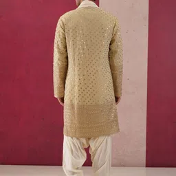 KALPRAAG Geometric Embroidered Sequinned Georgette Kurta with Patiala & Dupatta image 4