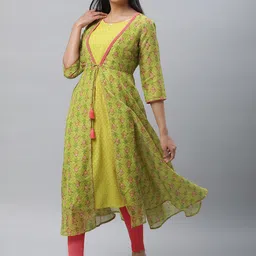 AURELIA Self Design Textured Regular Pure Cotton Kurta With Leggings & With Jacket image 4