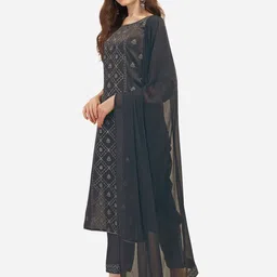 KALINI Ethnic Motifs Printed Regular Sequinned Kurta With Trousers & Dupatta image 4