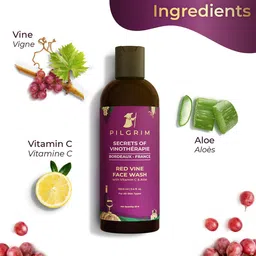 Pilgrim Set of 4 Secrets of Vinotherapie Red Wine Face Wash, Toner, Scrub & SPF30 Cream image 2