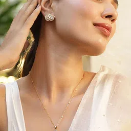 Rubans Gold-Plated CZ Stone-Studded Pendant Necklace & Earrings Jewellery Set-13