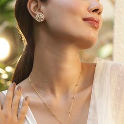 Rubans Gold-Plated CZ Stone-Studded Pendant Necklace & Earrings Jewellery Set-image-36