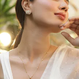 Rubans Women Gold Plated CZ Stone Studded Pendant Set-70