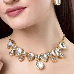 NVR Gold-Plated Kundan-Studded Jewellery Set-picture-34