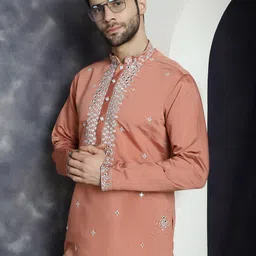 Jompers Embroidered Regular Mirror Work Kurta with Pyjamas image 4