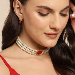 Anouk Women Gold-Plated Pearls Jewellery Set-image-44