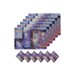 Kuber Industries Blue 12-Pieces Printed Table Placemat & Coasters Set image 3