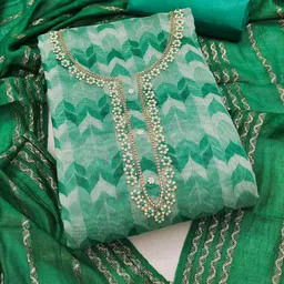 SHADOW & SAINING Geometric Printed Beads and Stones Unstitched Dress Material-image-56