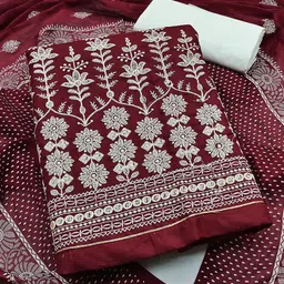 SHADOW & SAINING Floral Embroidered Pure Cotton Unstitched Dress Material-picture-52