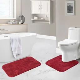 OBSESSIONS Maroon 2 Pcs 2200 GSM Anti-Skid Bath Rug & Contour Mat-picture-13
