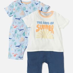 Juniors by Babyshop Kids Boys Pack of 2 Cotton Printed Rompers-image-15