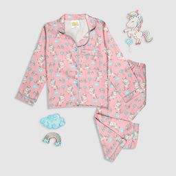Pyjama Party Kids Printed Pure Cotton Night Suit-image-84