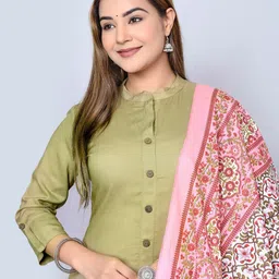 MAUKA Mandarin Collar Kurta with Palazzos & Dupatta image 2