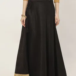 Studio Shringaar Black & Golden Solid Lehenga Skirt with Zari Border-image-88