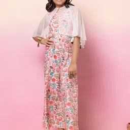 Miss Indya Girls Printed Basic Jumpsuit With Tasseled Cape-image-71