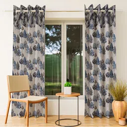 CURIOUS LIFESTYLE Grey & Black 2 Pieces Abstract Printed  Room Darkening Door Curtains-3