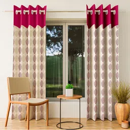 CURIOUS LIFESTYLE White 2 Pieces Floral Printed Room Darkening Long Door Curtains-picture-32