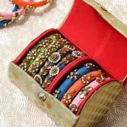 RR Crafts Set of 2 Peach & Green Printed Bangle Case Organisers image 5